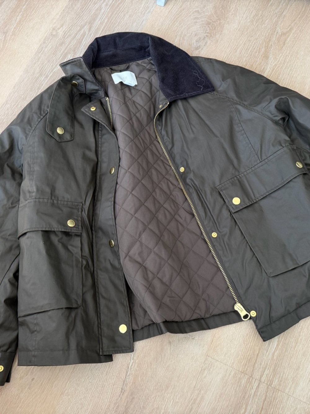 H&M Brown Quilted-Lined Bomber Jacket